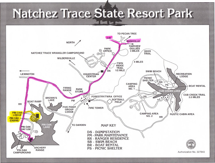 Map of Natchez Trace State Park