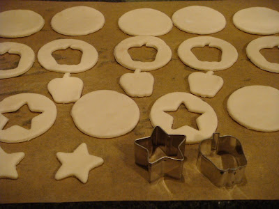 dough cutouts using apple and star cutters