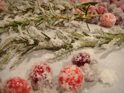 sugared cranberries and rosemary