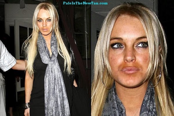Pale Is The New Tan Lindsay Lohan Displays Common Spray Tanning Problems