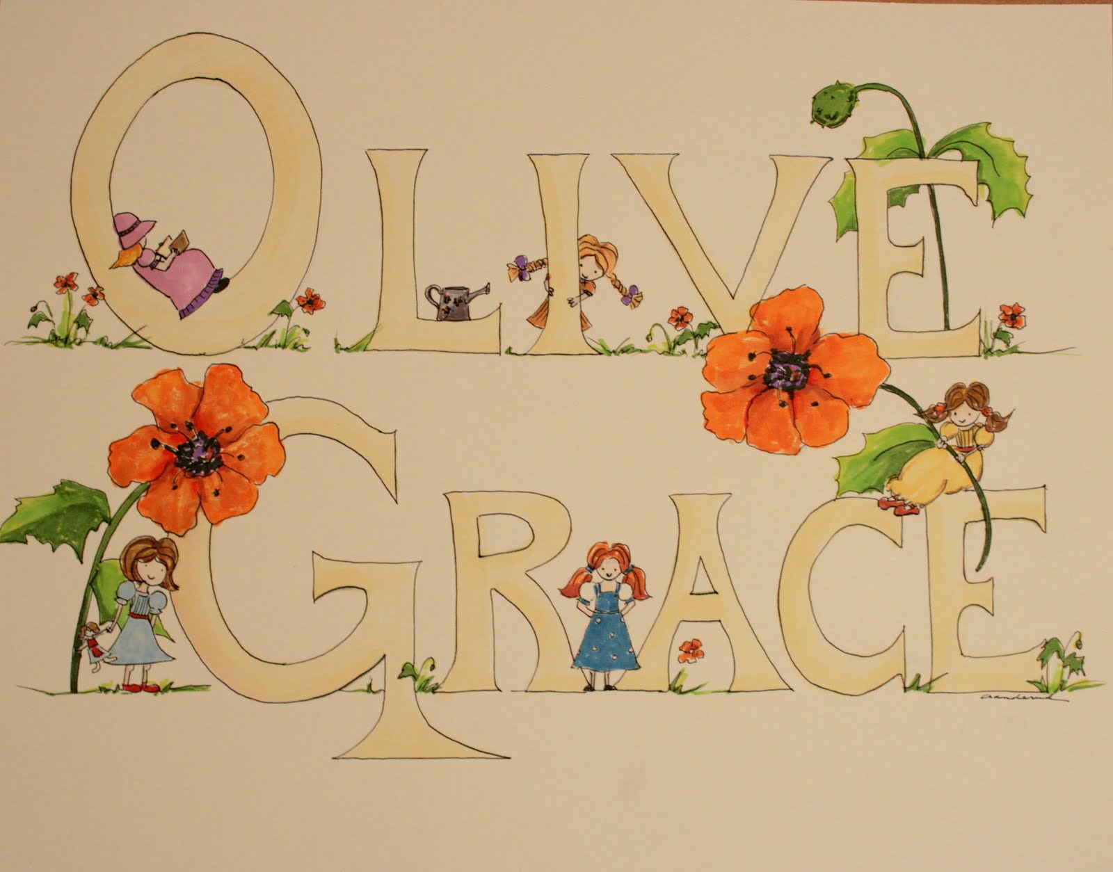 Vintage name drawings