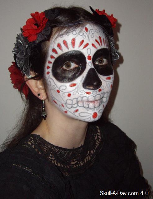 The makeup is inspired by sugar skulls and La Calavera Catrina The Elegant 