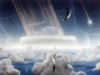 La hora final de los pterosaurios: El asteroide toca tierra.