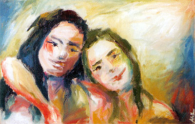 Duas Meninas - 2002 (pintura de Stella Nani / acervo de Jean Tosetto) Duas Meninas - 2002 (pintura de Stella Nani / acervo de Jean Tosetto)