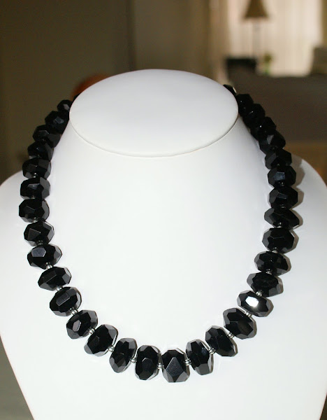Graduated Faceted Black Onyx Necklace-So lovely and a classic piece
