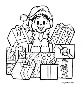 Desenho Feliz Natal Turma da Mônica - Desenho para Colorir