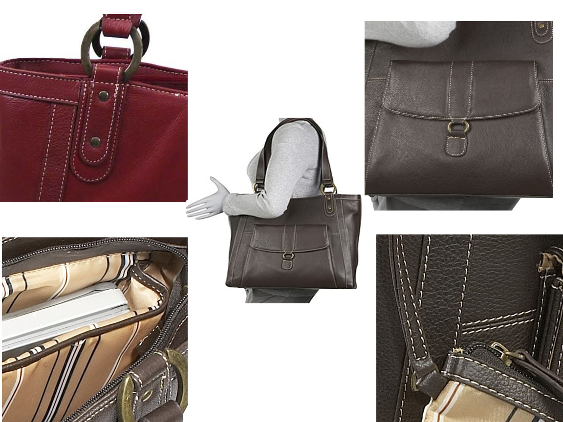 extravaganza shopping Franklin Covey Leather Top Zip Computer Tote/Handbag