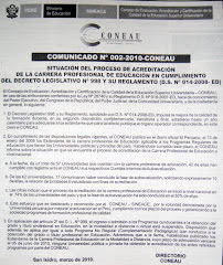 COMUNICADO Nº 002-2010-CONEAU
