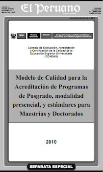 MODELO DE LA CALIDAD POST GRADO Y ESTABDARES MAESTRIA ,DOCTORADO