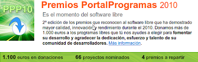 Imagen de la página web de la votación del mejor software libre 2010