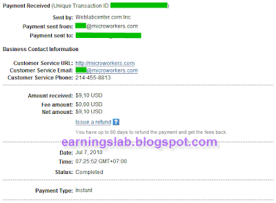Proof of Payment 5 from MicroWorkers