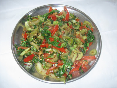 Bok Choy Curry is with red pepper.