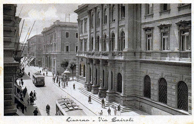 Central Post Office, old postcard, Livorno