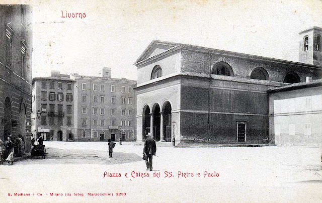 Old postcard, Chiesa dei Santi Pietro e Paolo, St. Peter and St. Paul's Church, Livorno