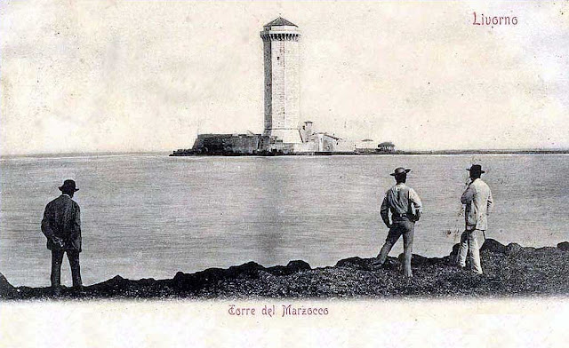 Old postcard, Torre del Marzocco, Livorno