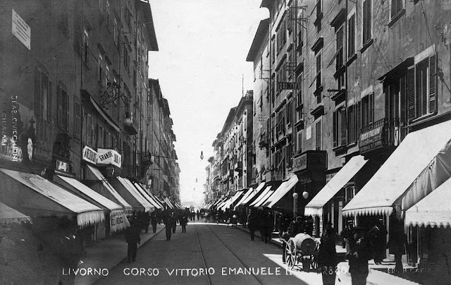 Old postcard, corso Vittorio Emanuele, Livorno