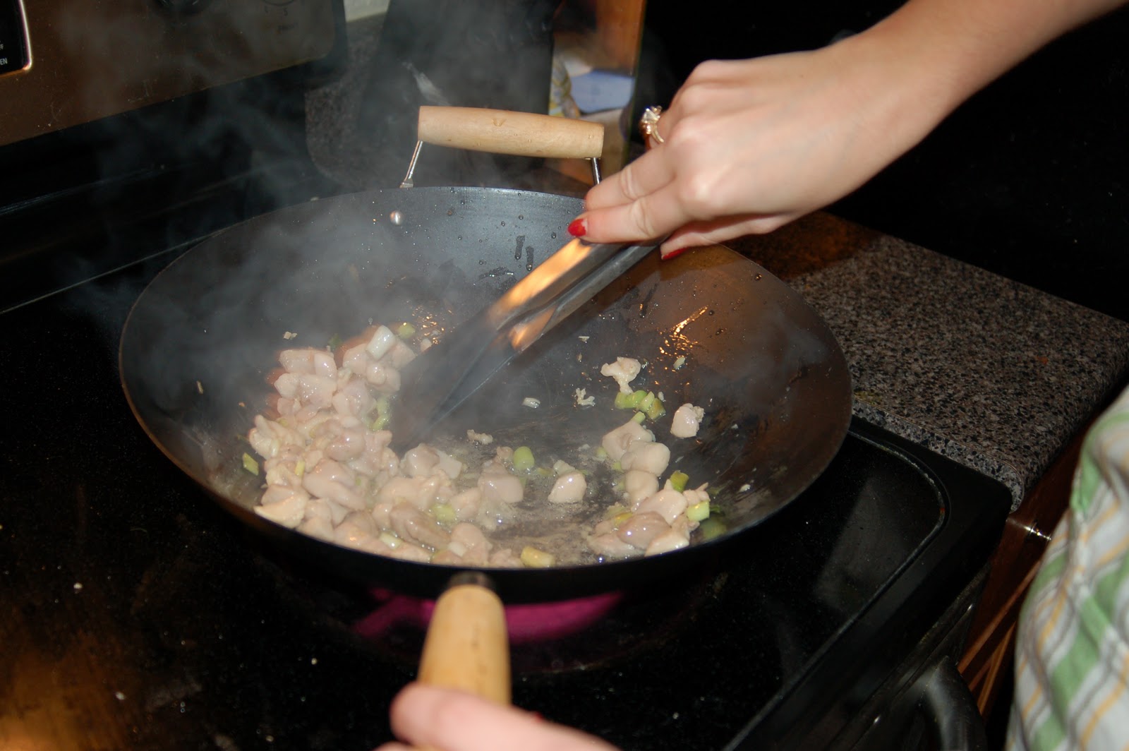 Seduced by Produce Chicken Stir Fry with Bok Choy, Snow Peas and Red