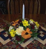 Floral centerpiece on kitchen table