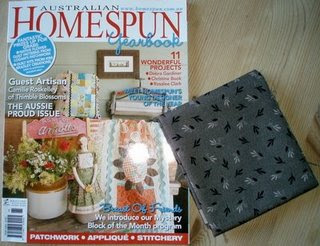 picture of giveaway prizes - magazine and fabric