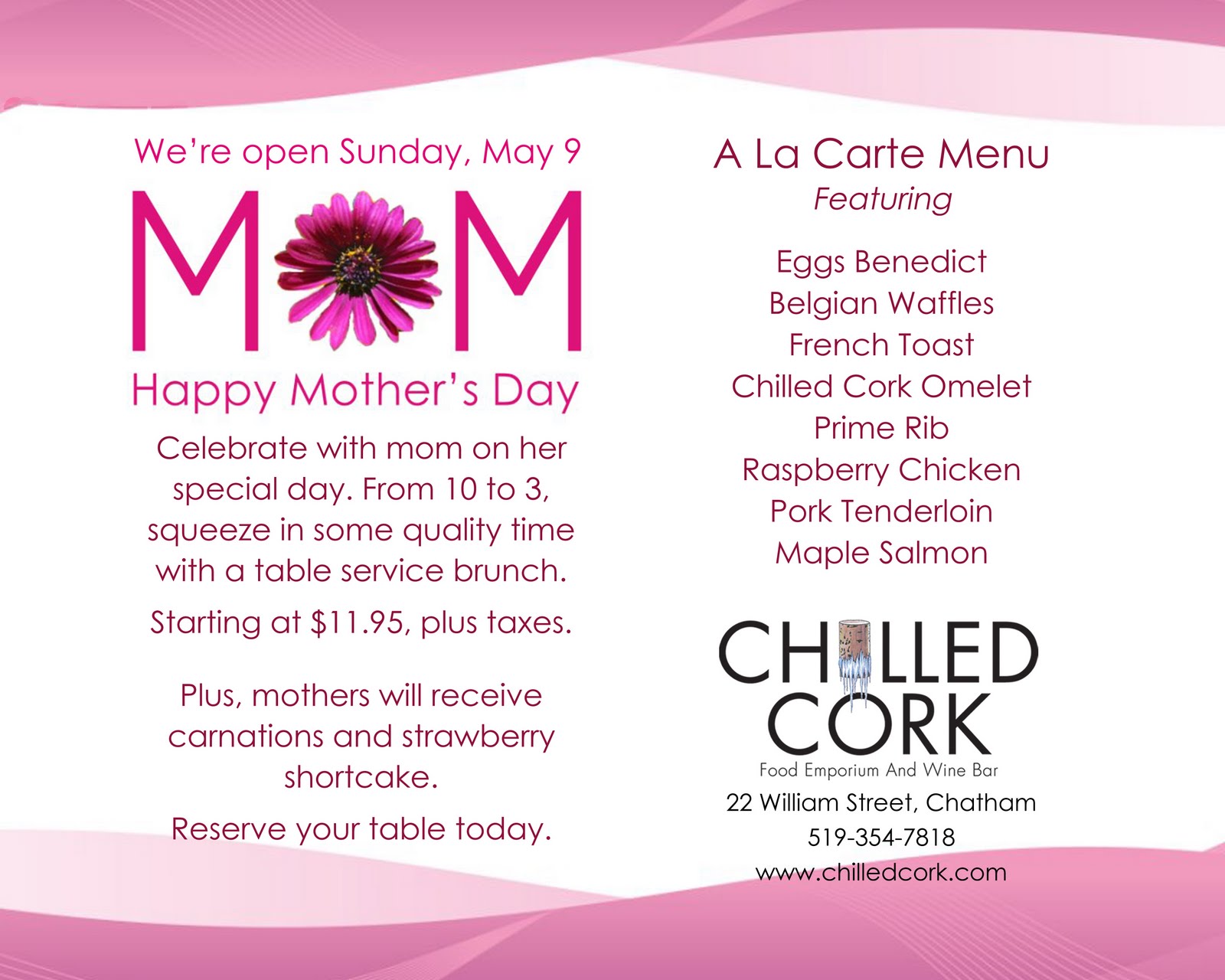 Retro Suites Hotel Mother's Day at the Chilled Cork