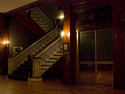 Main staircase at historic Stanley Hotel