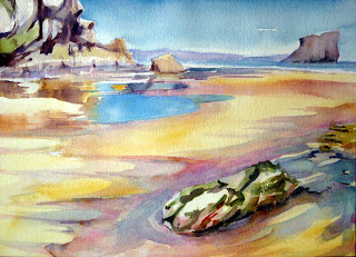 paisaje acuarela playa watercolor landscape beach