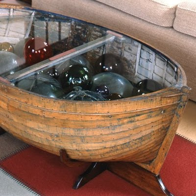 boat glass coffee table for displays