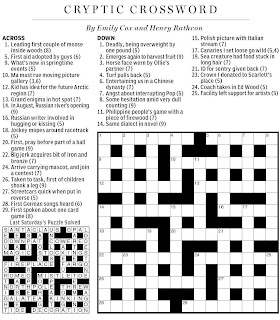 National Post Cryptic Crossword Forum: Saturday, January 1, 2011 - How Many Ways Can You Say First?