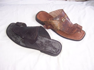 Coffee Brown Leather Simple Mens Palm Slippers