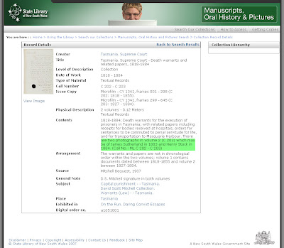 Tasmanian death warrants
