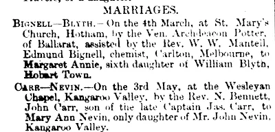 Sister Mary Ann Nevin married John Carr 12 May 1877