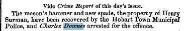 Charles Downes 1 Sept 1871 arrest