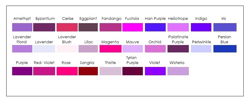 оттенки фиолетового. сиреневый и фиолетовый цвет. оттенки фиолетового с названиями. фиолетовый цвет на английском. фиолетовый по английскому.