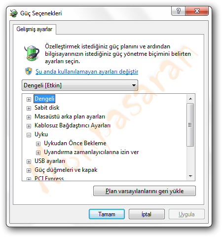 Uyku ve Hazırda Bekletme Windows 7 Uyku ve Hazırda Bekletme Windows 7