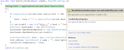 string host = Application.Current.Host.Source.Host;