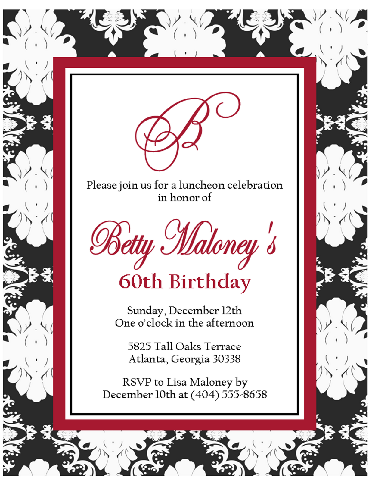 black and white damask invites sweet peach paperie