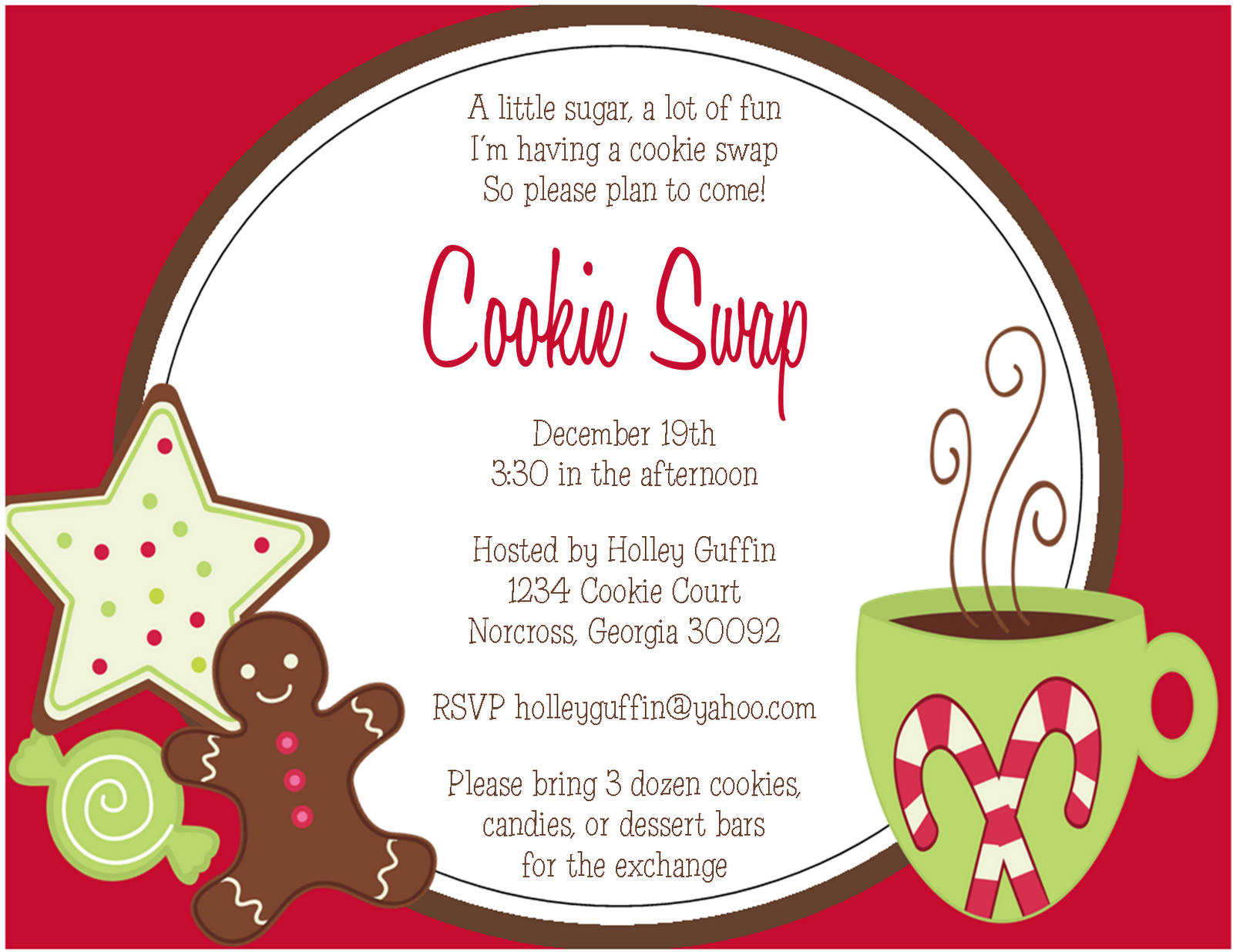 Free Printable Christmas Cookie Exchange Party Invitations
