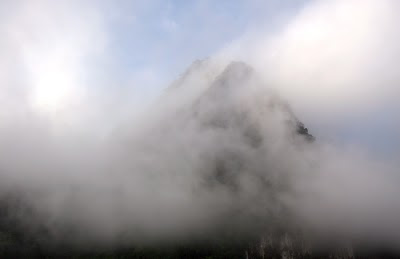 Mountain tops in the mist