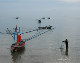 Fisherman and boats at Prachuap Khiri Khan, 3rd May