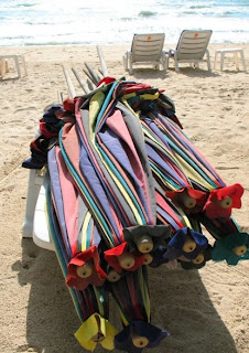 Folded beach umbrellas, Kamala Beach, 17th May 2008