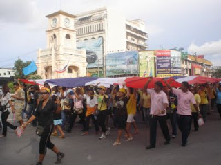 Protests in Phuket yesterday, photo from Phuket Gazette