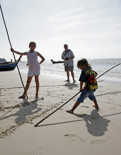 My kids and their Grandad on Nai Yang Beach