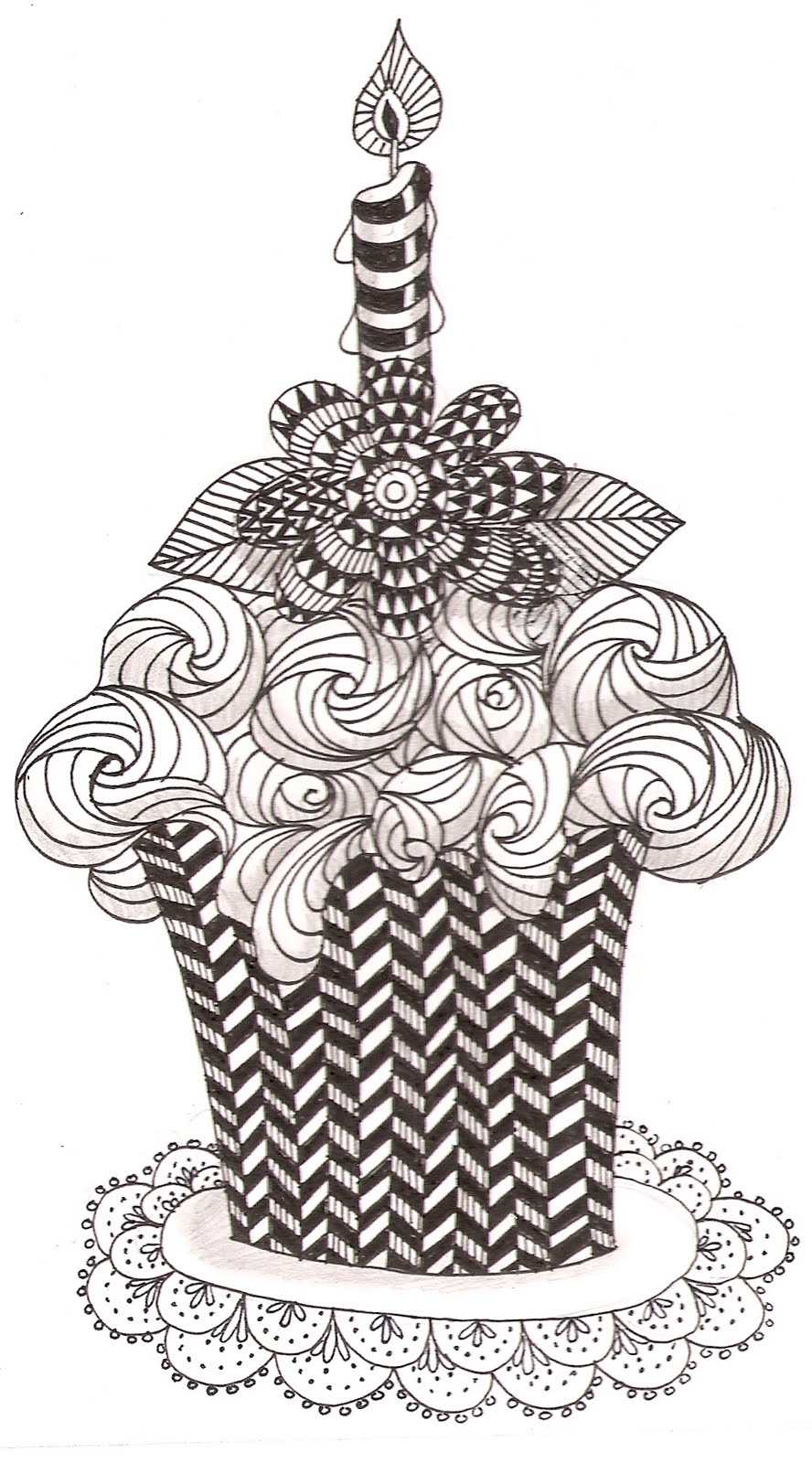 Birthday Cake Zentangle Birthday Cake Zentangle