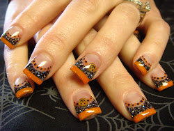 nails nail jack lantern orange halloween