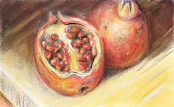 Pomegranates done with "pastels" on computer.