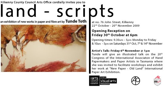 INVITATION to 'Land - Scripts' - solo exhibition of new works in paper art by Tunde To