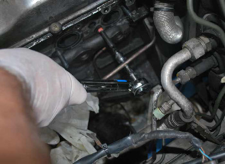 Fitting the replacement studs to the Engine Manifold