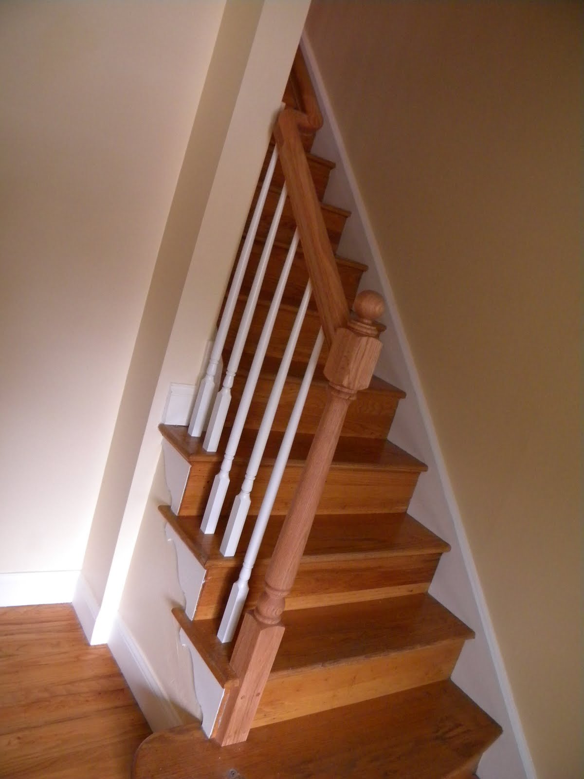 Wood Stairs and Rails and Iron Balusters Wood Handrail Replacement in Philadelphia