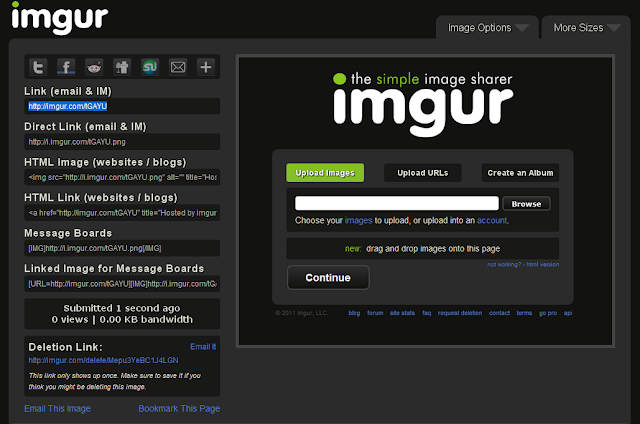 Imgur, the simple image sharer, screenshots after upload