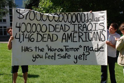 Iraq war sign - war protest - DNC in Denver